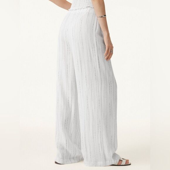 NWT OGL Summer Classic Striped Wide Leg Pants with Pockets - Off Black Stripe - Picture 9 of 11